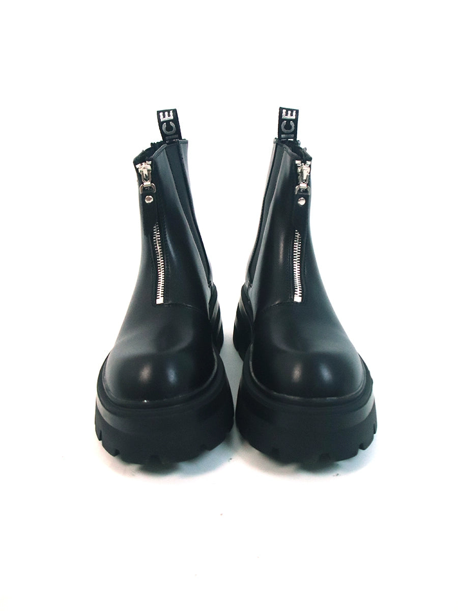 Chunky Sole Leather Zipper Chelsea Boots WN20786