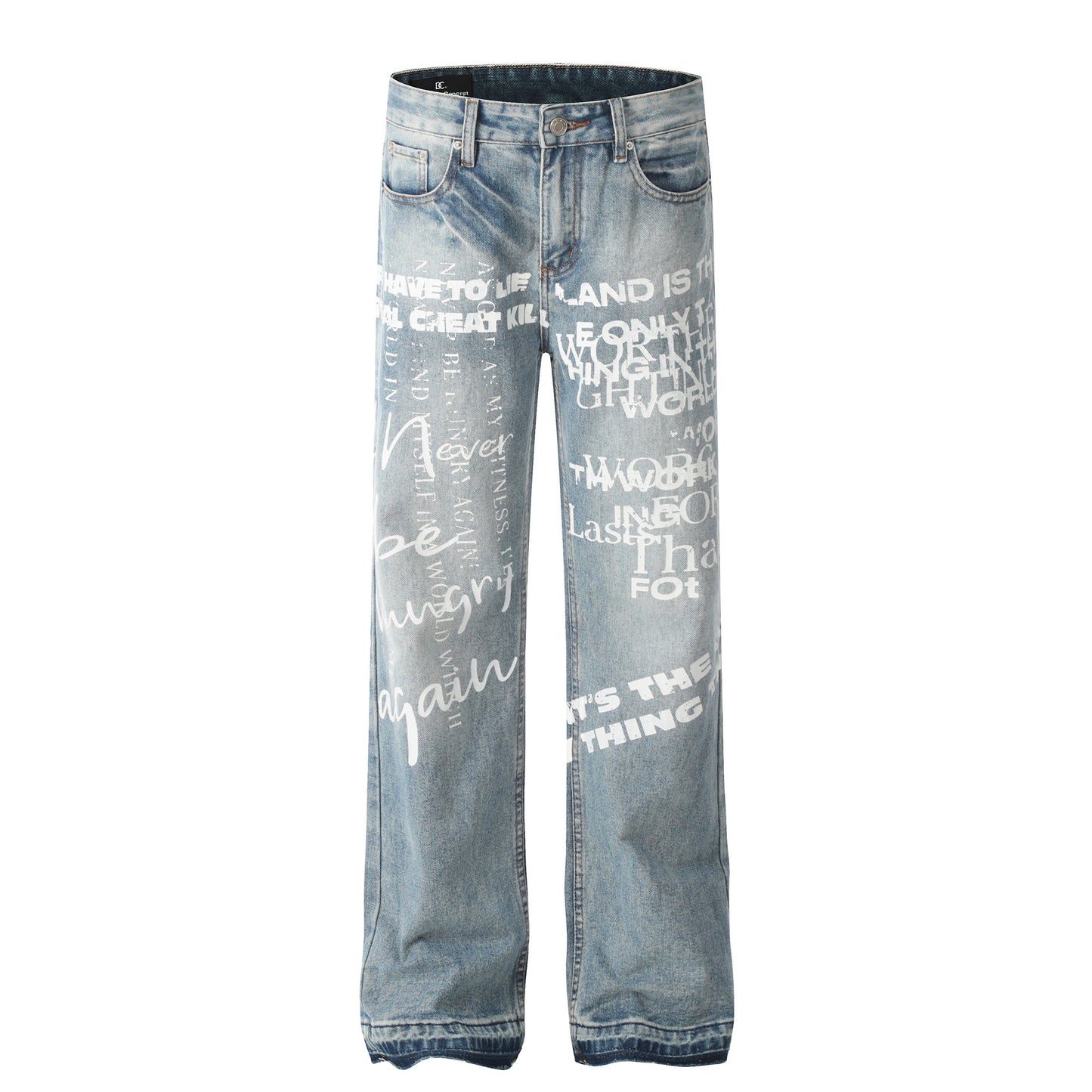 Letter Print Straight Denim Jeans WN26152