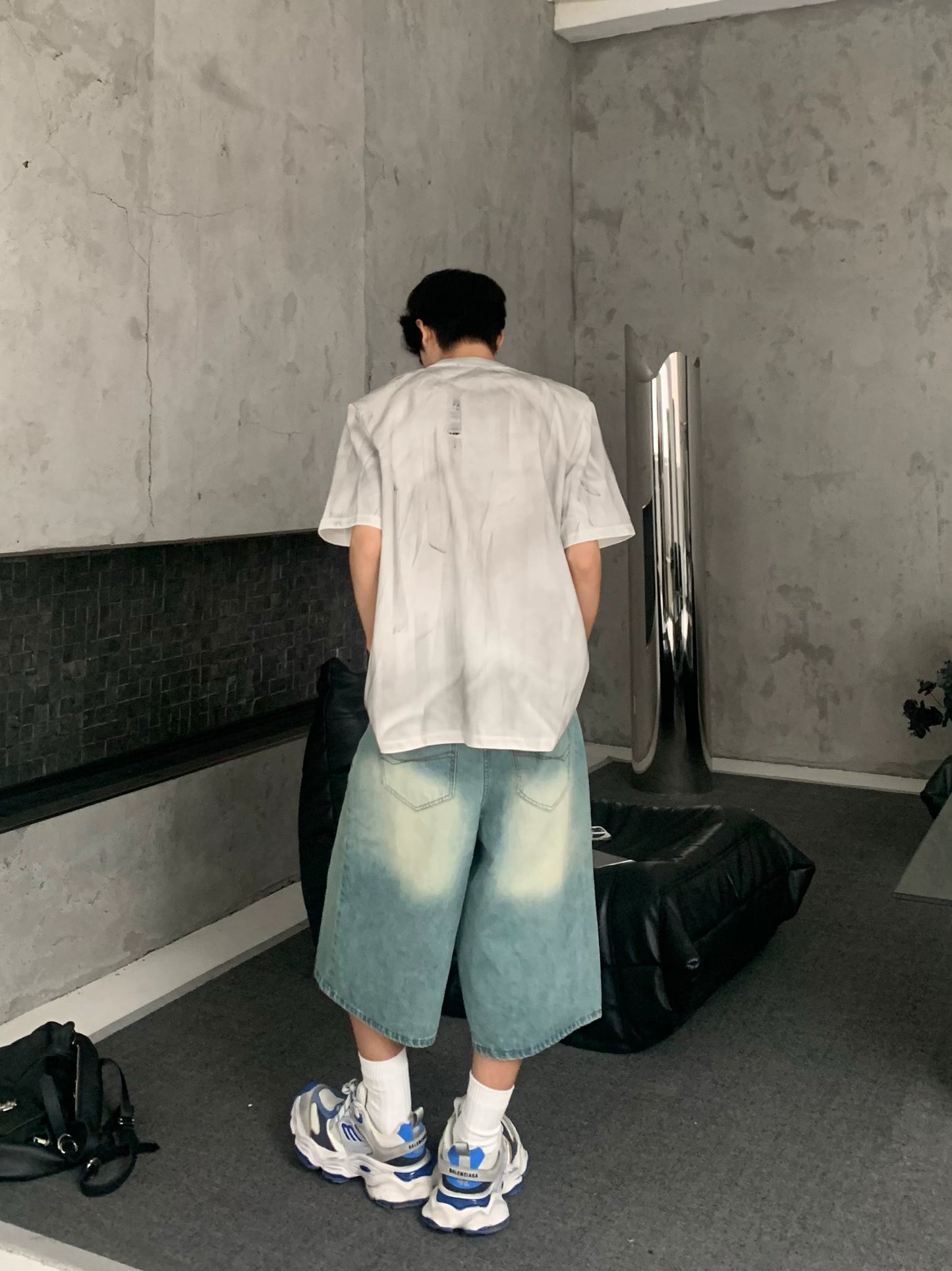 Deconstructed Metal Zipper Design Short Sleeve T-Shirt WN19780