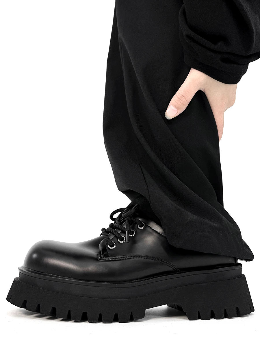 Round Toe Chunky Sole PU Leather Shoes WN19145