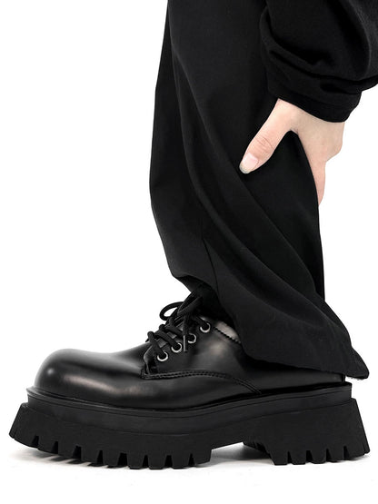 Round Toe Chunky Sole PU Leather Shoes WN19145