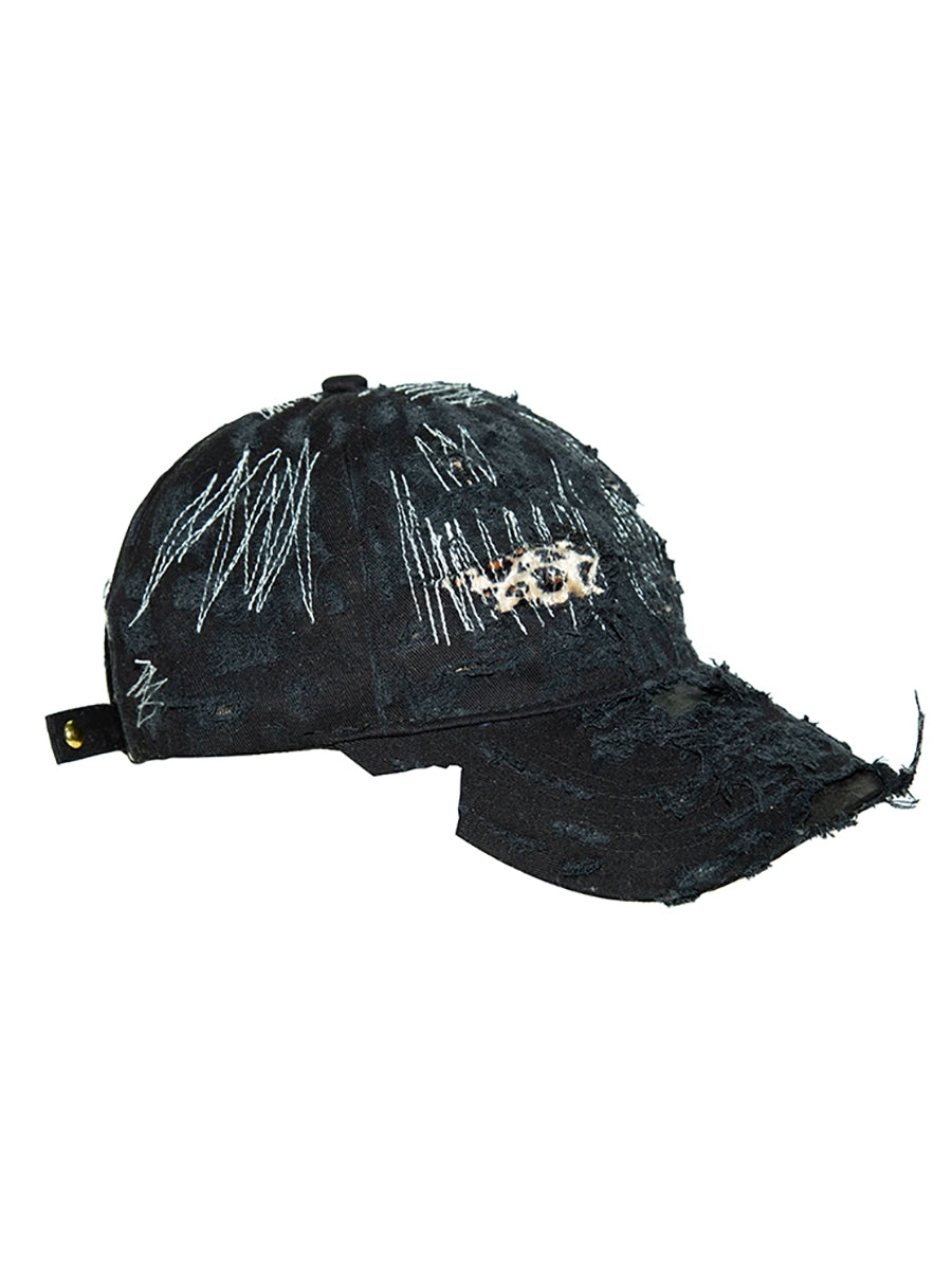 Leopard Damage Washed Curved-Brim Cap WN21114