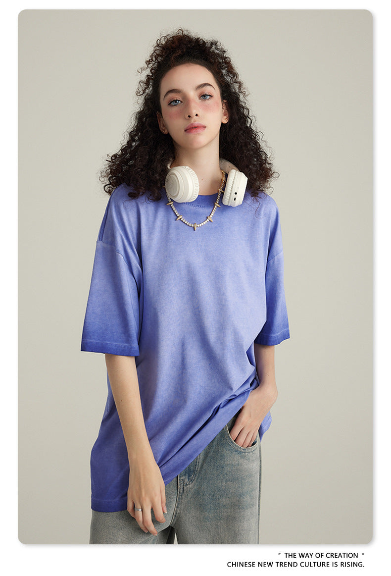 Washed Gradient Pure Cotton Sleeveless T-Shirt WN6075