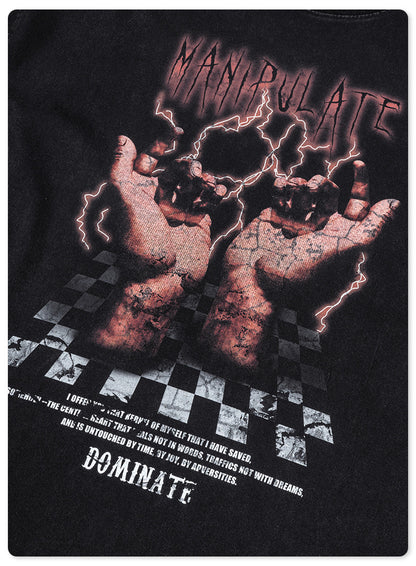 Washed Print Oversize Short-sleeve T-shirt WN6395