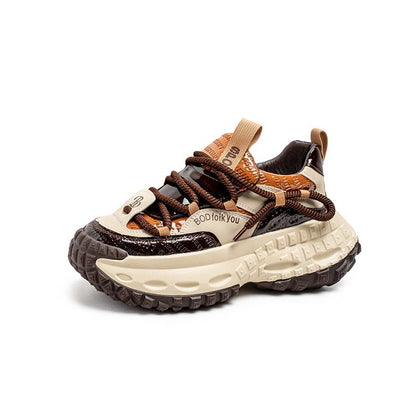 Color Block Chunky Sole Lace-Up Sneakers WN23490