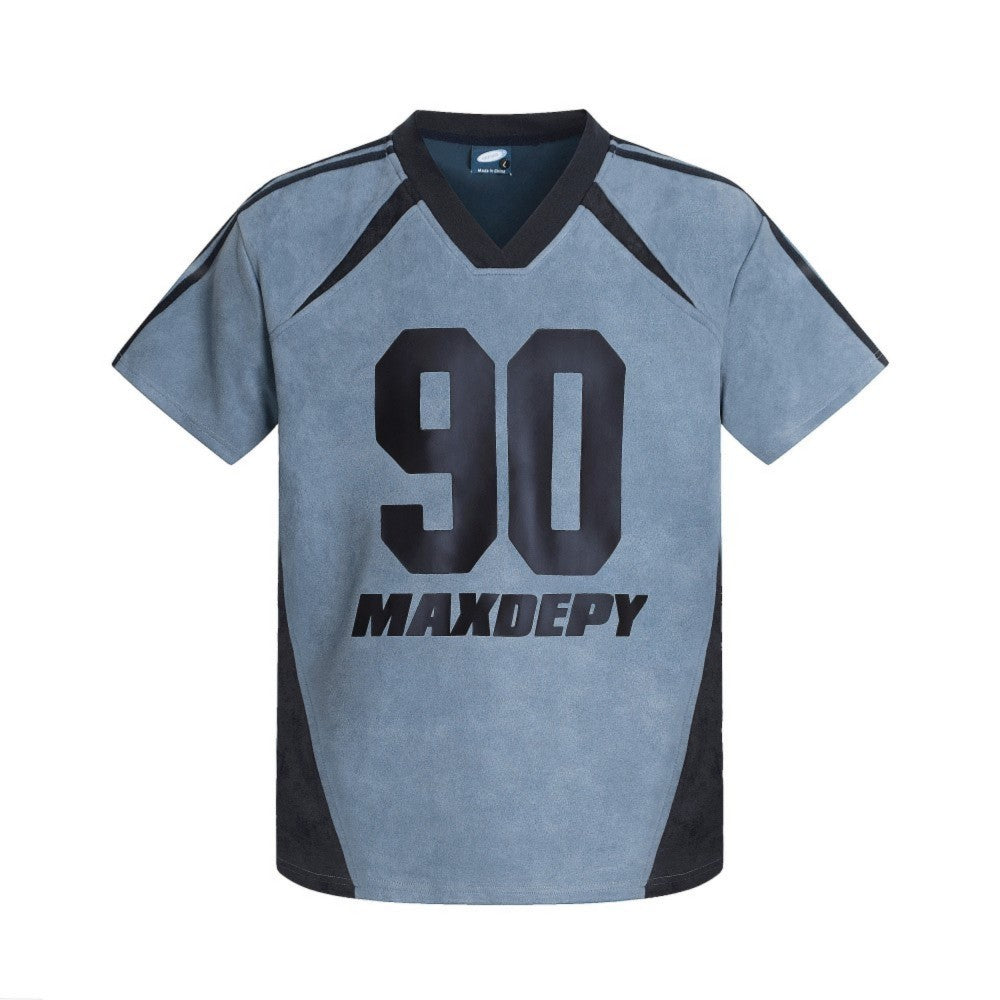 Number Graphic Short Sleeve T-Shirt & Stripe Wide Leg Pants Setup WN28062