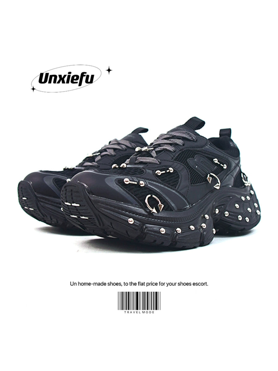 Studded Buckle Chunky Sole Dad Sneakers WN20791