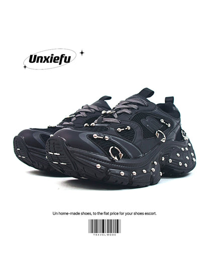 Studded Buckle Chunky Sole Dad Sneakers WN20791