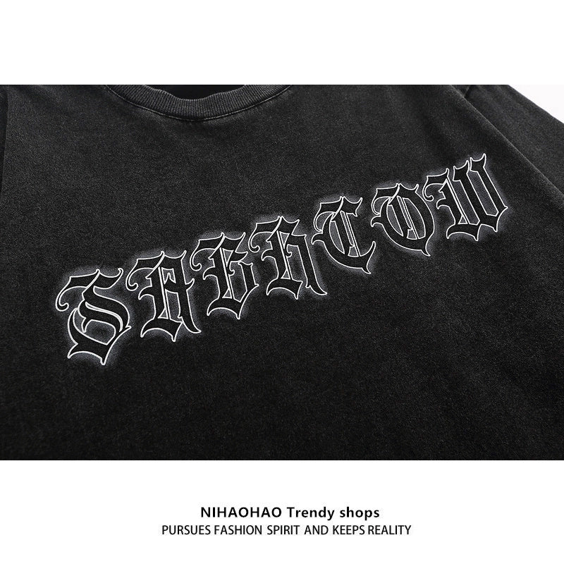 Dark Gothic Print Oversize Long Sleeve T-Shirt WN5467
