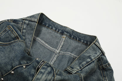 Star Patch Rivet Wide Leg Denim Jeans WN25585