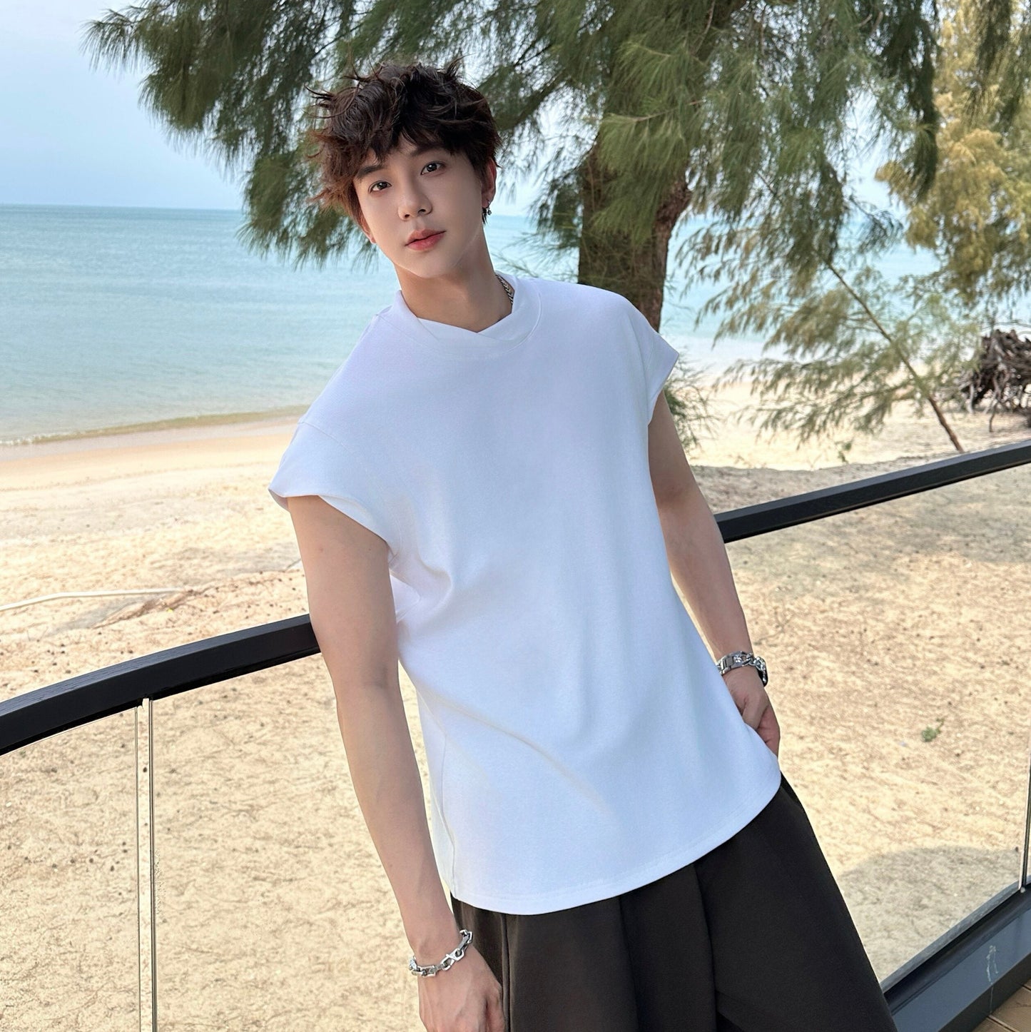 Drop Shoulder Sleeveless T-Shirt WN25331