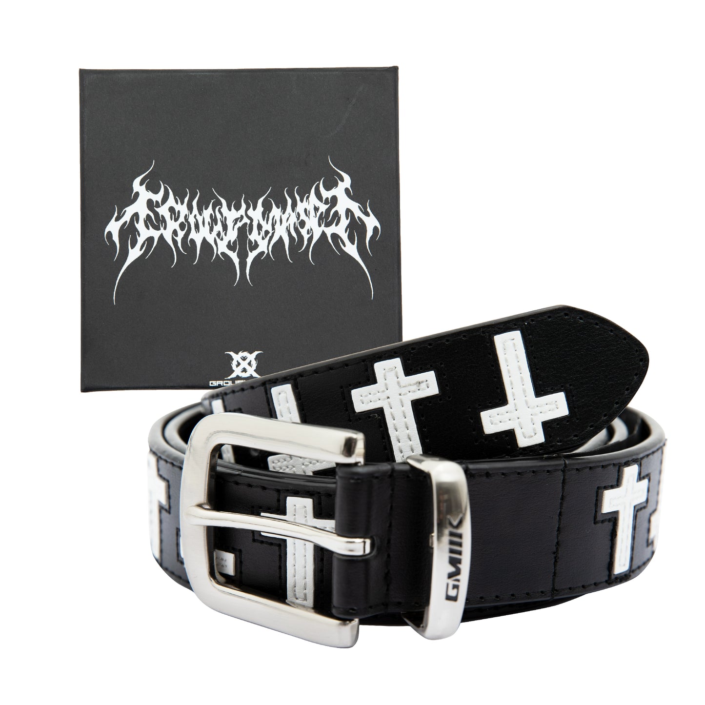 Black & White Cross Leather Elastic Belt WN17255