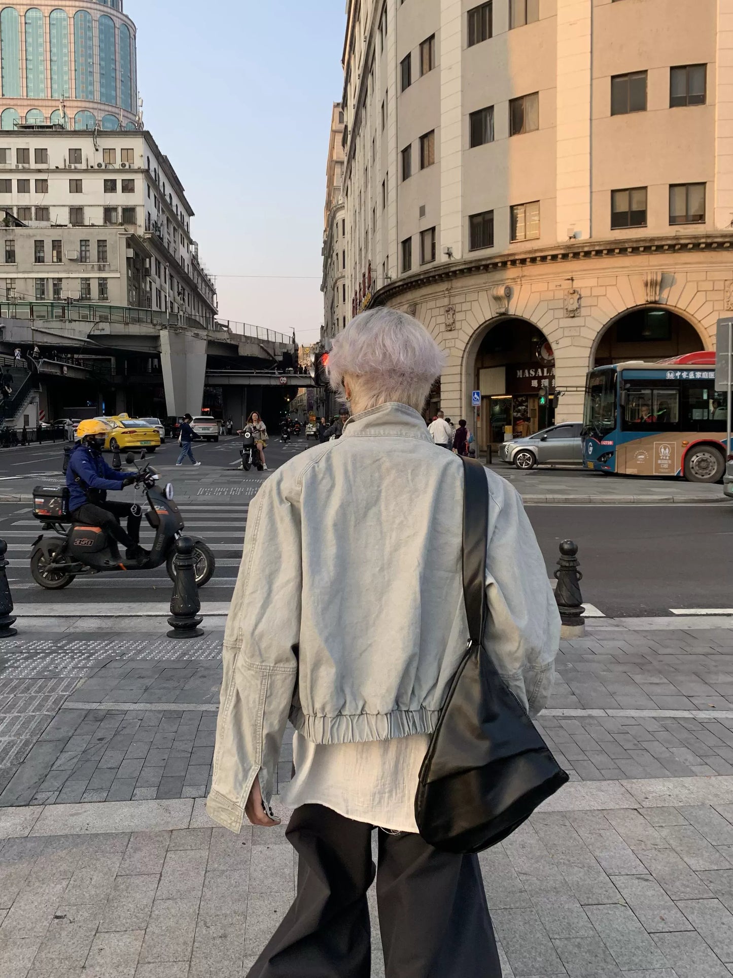 Standing-Neck Large Pocket Jacket & Wide Leg Cargo Pants Setup WN19910