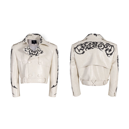 Punchy Sequin Short PU Leather Jacket WN21965