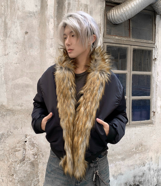 Fake Fur-Collar Glossy Padded Jacket WN22175