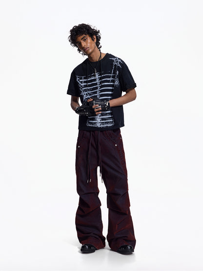 Washed Drawstring Wide Leg Pants WN27455