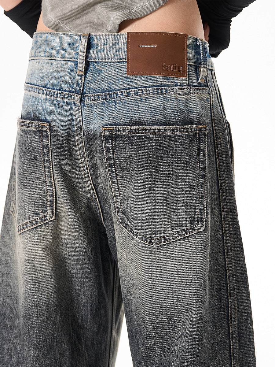 Paint Print Wide Leg Denim Jeans WN23101