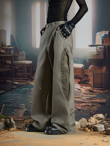 Detachable Patchwork Corduroy Wide Leg Pants WN21368