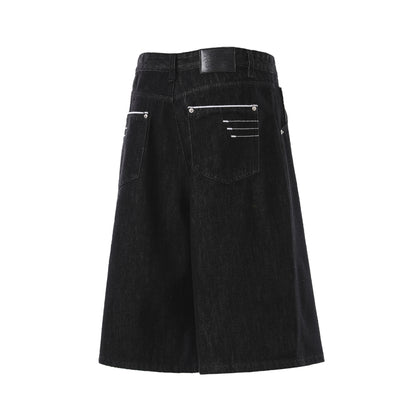 Raw Wash Wide Leg Denim Half Pants WN25701