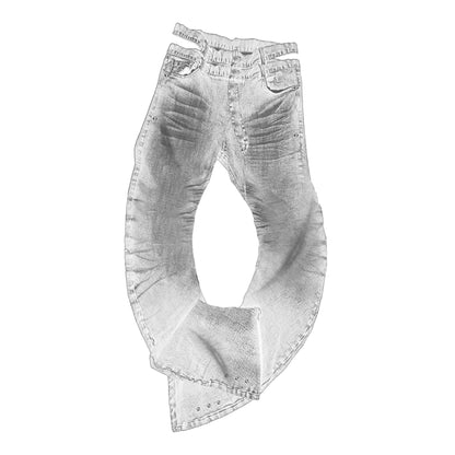 Washed Whisker Straight Denim Jeans WN20895