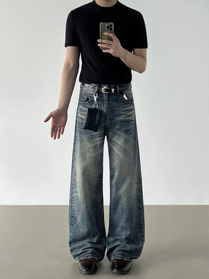 Washed Wide Leg Denim Jeans WN21206