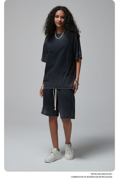 Vintage Dyed Oversize Short-sleeve T-shirt & Vintage Dyed Short Sweatpants Setup WN6642