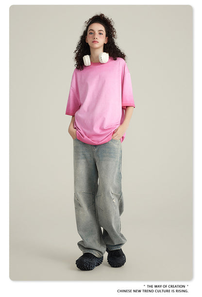 Washed Gradient Pure Cotton Sleeveless T-Shirt WN6075