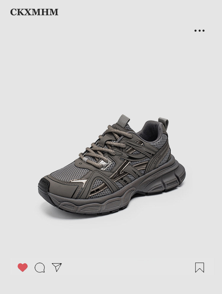 Mesh Panel Chunky Lace-Up Sneakers WN23368