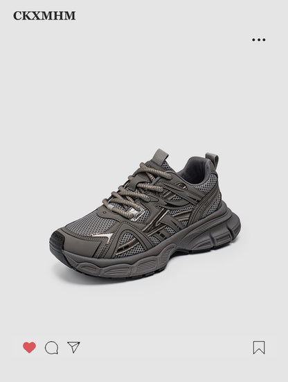 Mesh Panel Chunky Lace-Up Sneakers WN23368