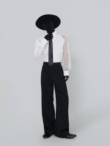 Rhinestone Flare Trousers WN24301