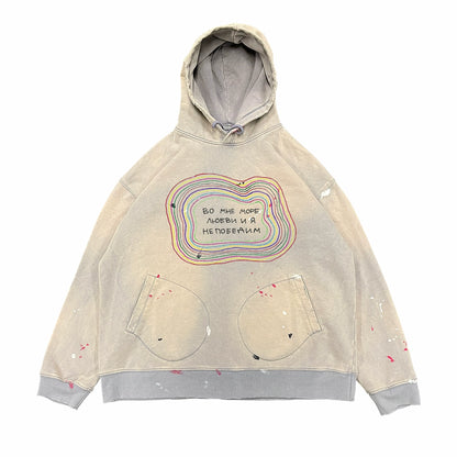 Oversize Graphic Letter Design Hoodie WN16695