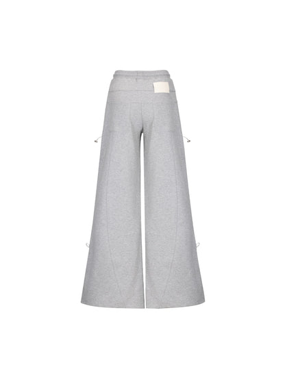 Lace Trim Sequin Print Wide Leg Flare Sweatopants WN19017