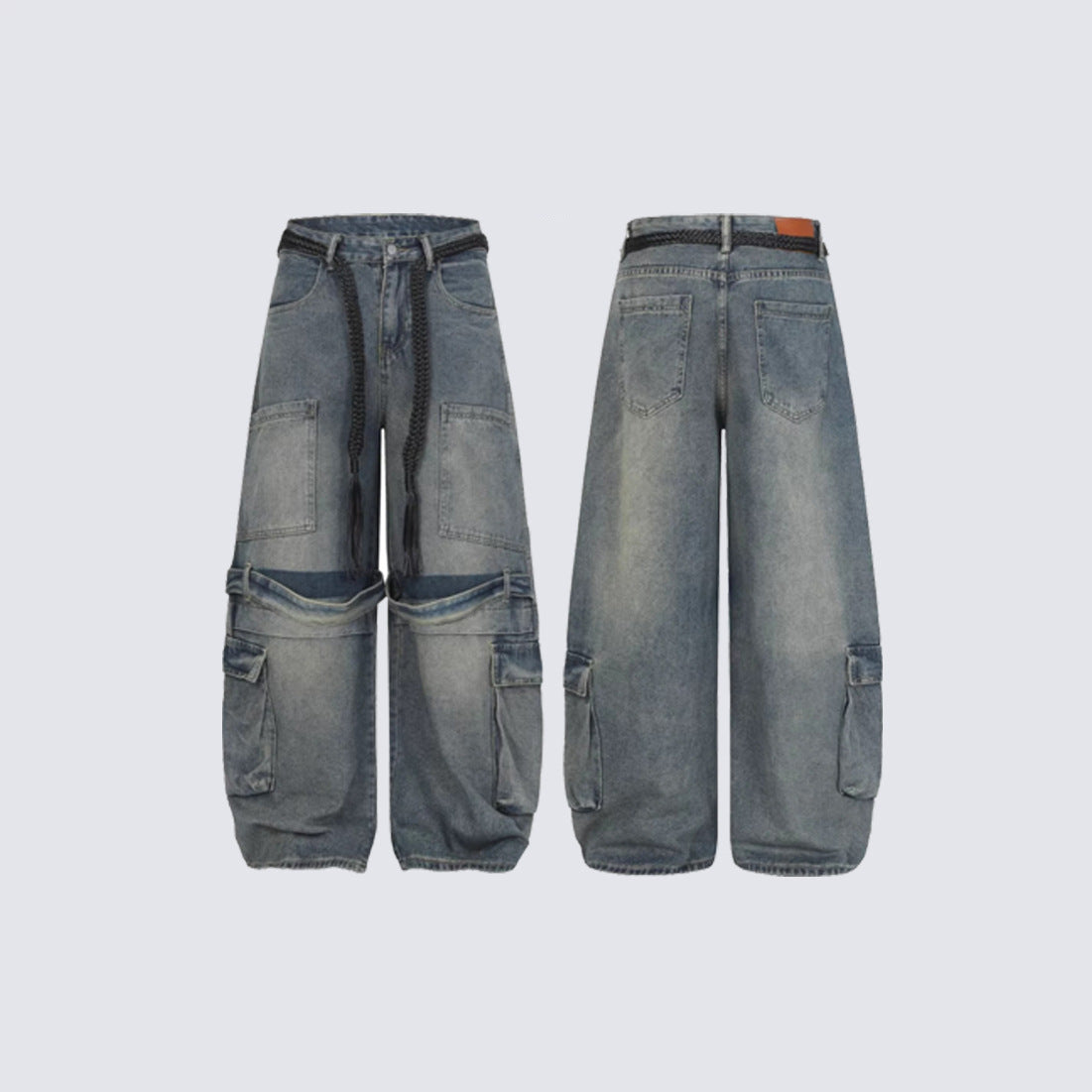 Cargo Pocket Wide Leg Denim Jeans WN27961