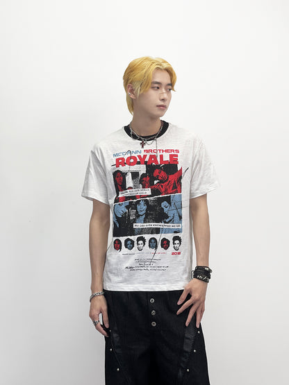 Portrait Print Slub Cotton Short Sleeve T-Shirt WN24251
