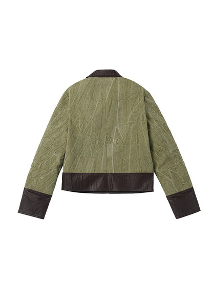Slub Texture Contrast Panel Jacket WN27113