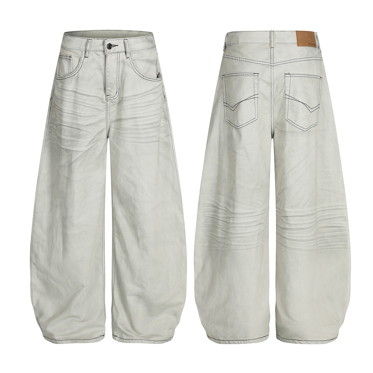 Washed Wide Leg Denim Jeans WN25437