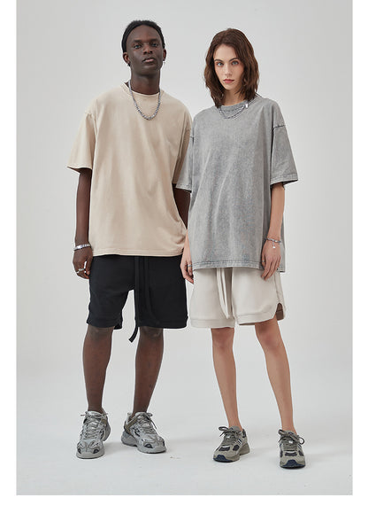 Vintage Dyed Oversize Short-sleeve T-shirt & Vintage Dyed Short Sweatpants Setup WN6631