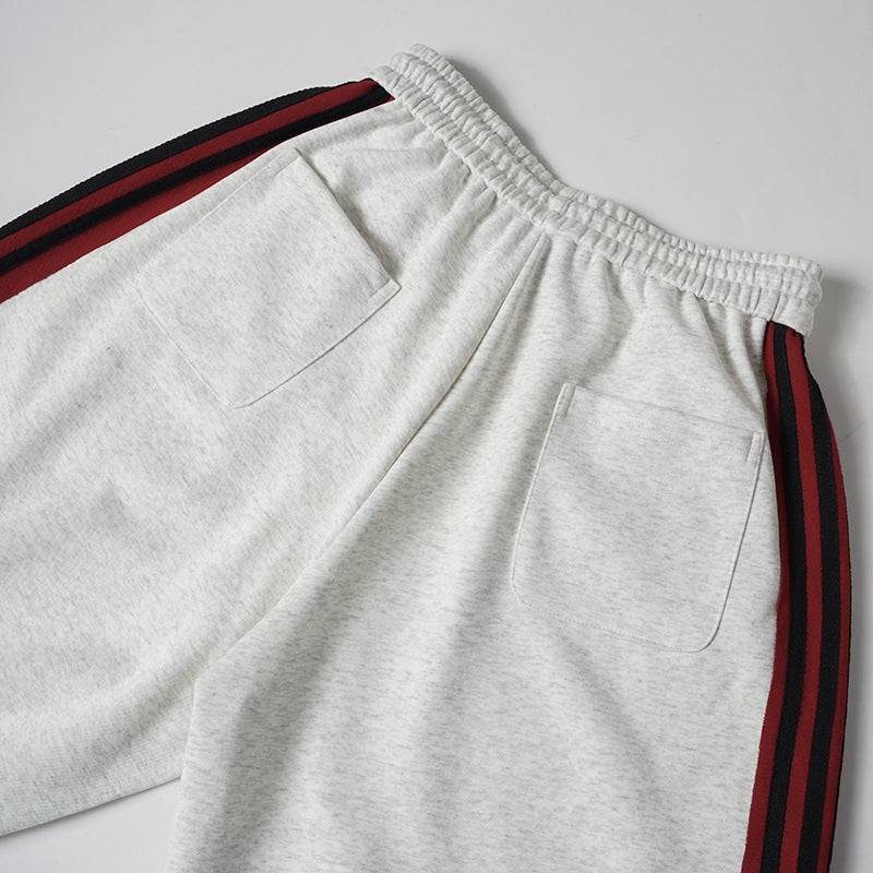 Stripe Embroidery Wide Leg Sweatpants WN28065