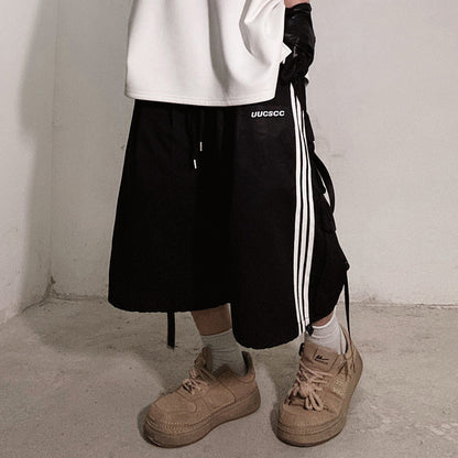 Pocket Design Wide-leg Cropped Cargo Pants WN23660-K