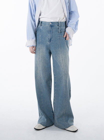 Seam Design Straight Denim Jeans WN23618