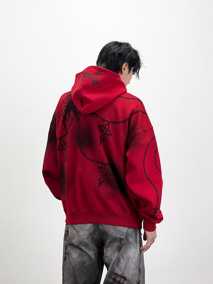 Subculture Cross Chain Print Tie-Dye Pullover Hoodie WN24256