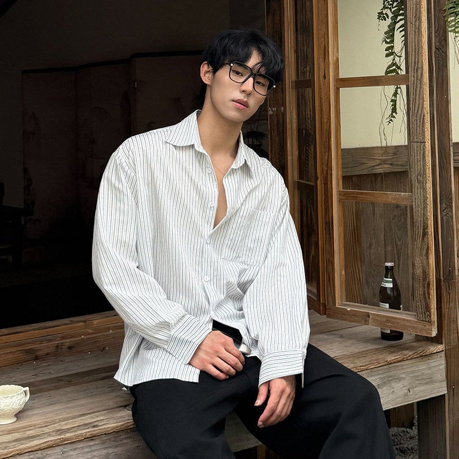 Stripe Pocket Long Sleeve Shirt WN24942