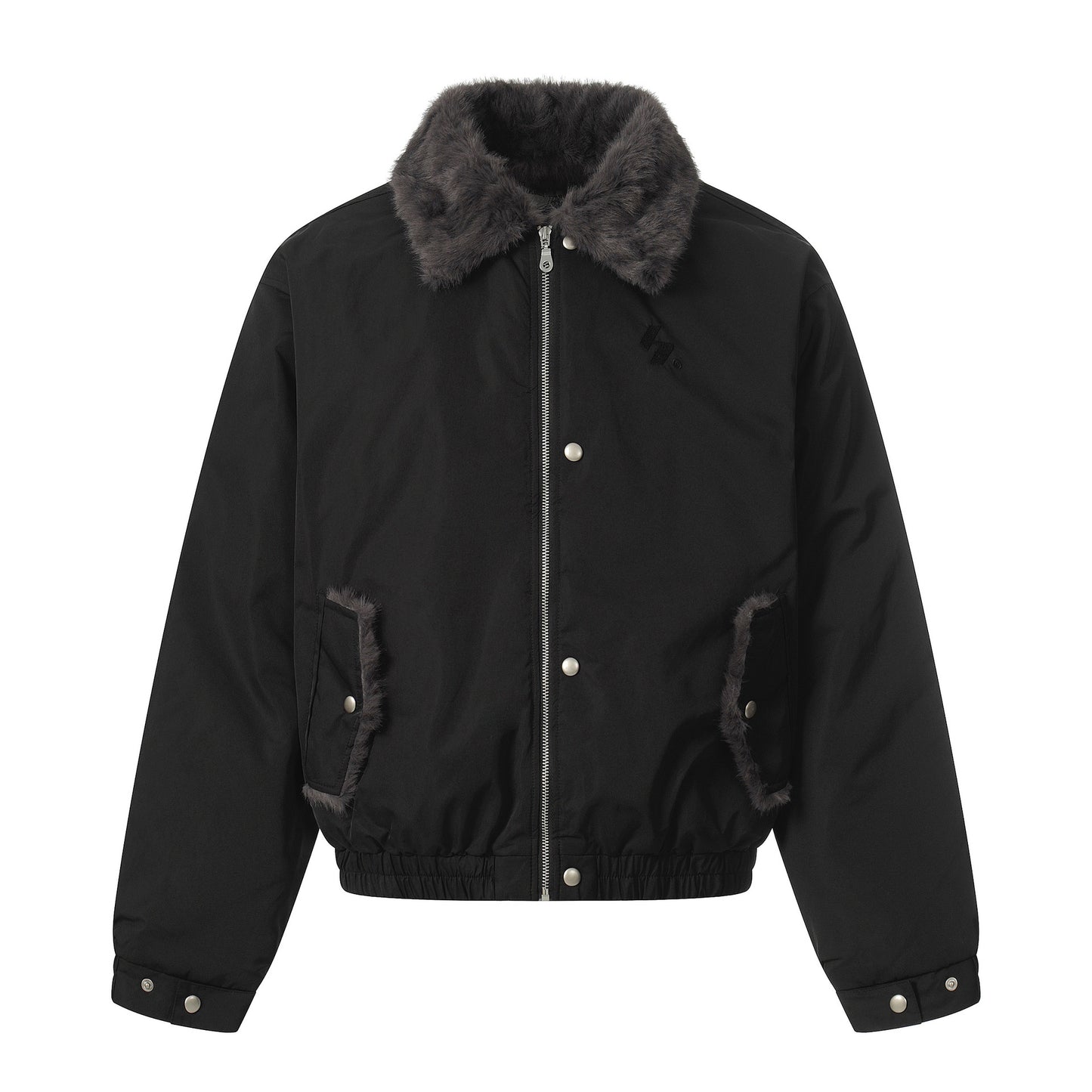 Fake Fur Collar Studs Design Fleece Lining Puffer Jacket WN21860