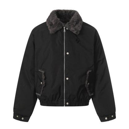 Fake Fur Collar Studs Design Fleece Lining Puffer Jacket WN21860