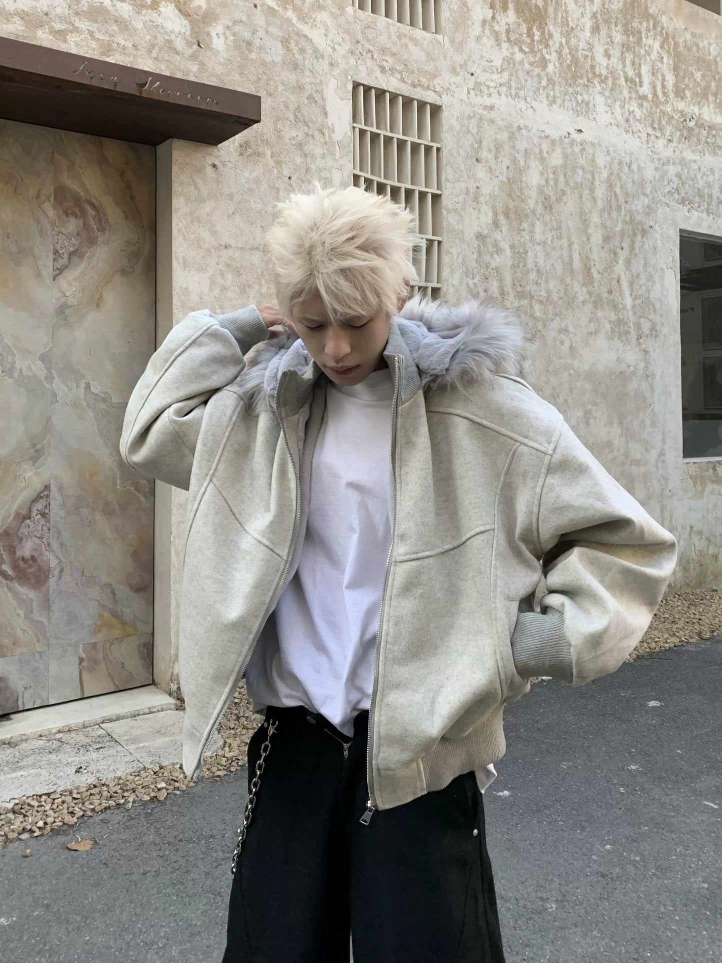 Fake Fur-Collar Zipper Padded Jacket WN22182