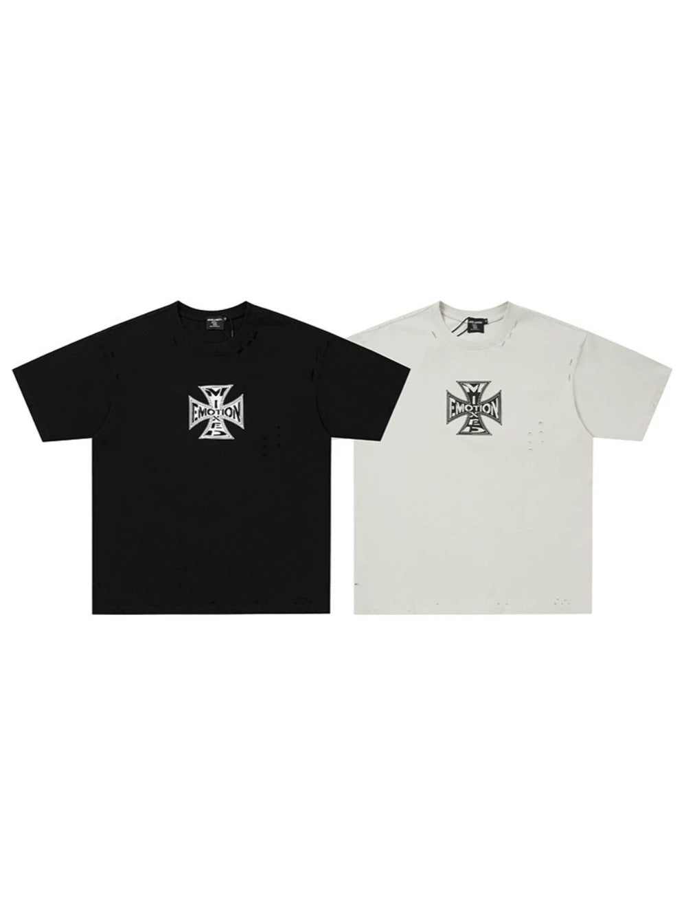 Damage Cross Graphic Short Sleeve T-Shirt WN28008