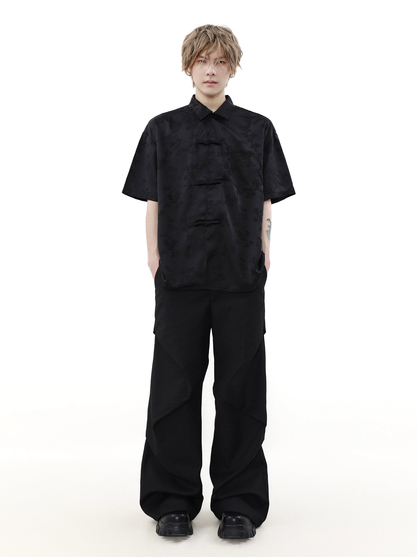 Chinese Syle Buckle Short Sleeve Shirt WN7521