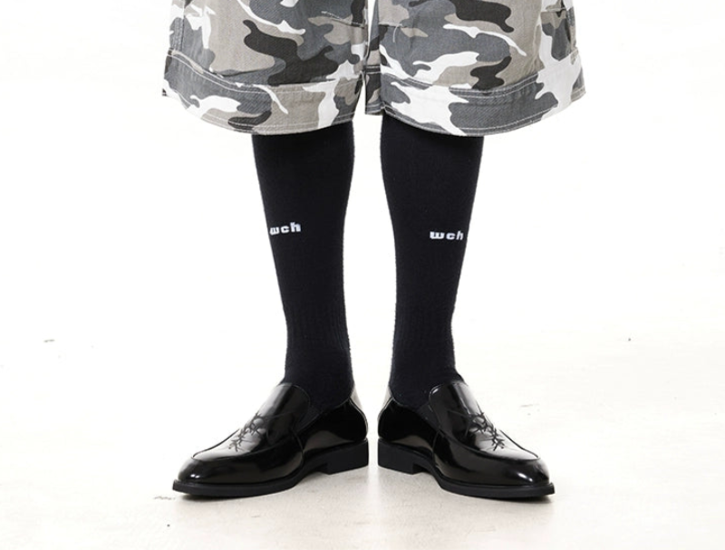 Pointed Toe Chunky Heel Leather Loafers WN20795