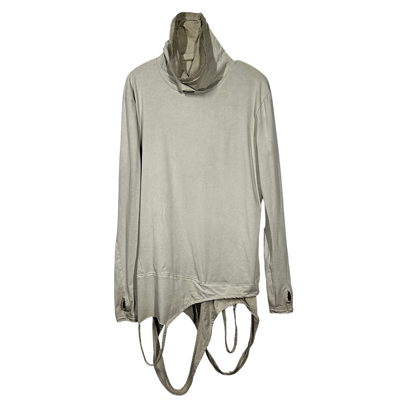 Asymmetric High-Neck Deconstructed Long Sleeve T-Shirt WN22000