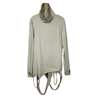 Asymmetric High-Neck Deconstructed Long Sleeve T-Shirt WN22000
